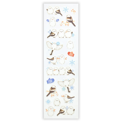 Sheet of decorative stickers with various bird designs on a white background
