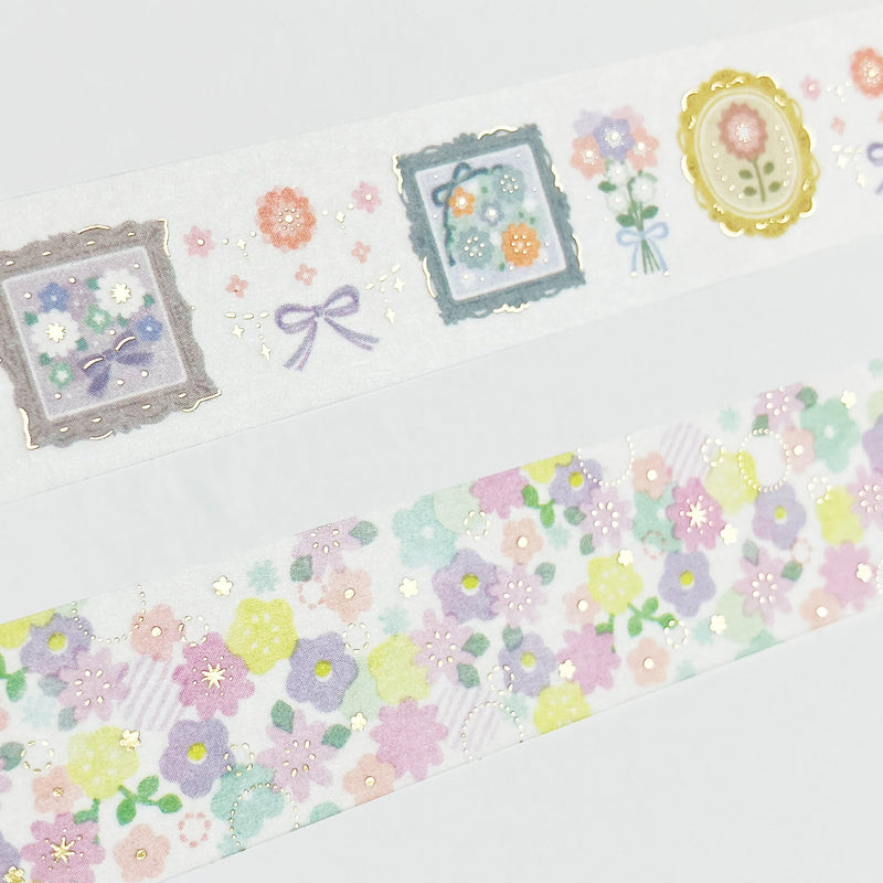 Papier Platz Gold Foil Washi Tape - Floral Decoration