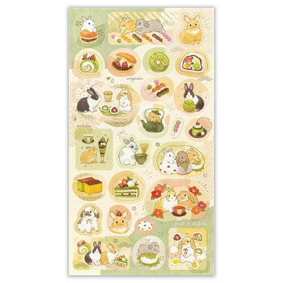 NB Large Japanese Style Gold Foil Sticker - Rabbit and Japanese Sweets 5074188