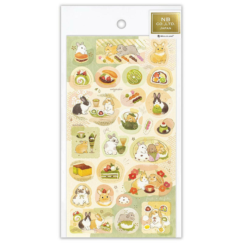 NB Large Japanese Style Gold Foil Sticker - Rabbit and Japanese Sweets 5074188