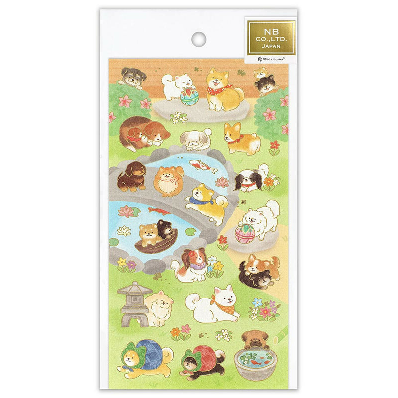 NB Large Japanese Style Gold Foil Sticker - Dogs in a Japanese Garden 5074190