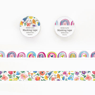 Papier Platz x Satohom Gold Foil Washi Tape - Vivid Flower
