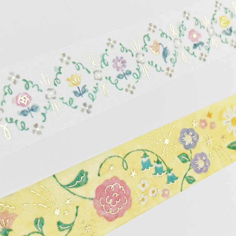 Papier Platz x Nakauchi Waka Gold Foil Washi Tape - Bright Flower
