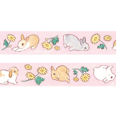 Papier Platz x Shinako Moriyama Washi Tape - Rabbit and Chrysanthemum 52-057
