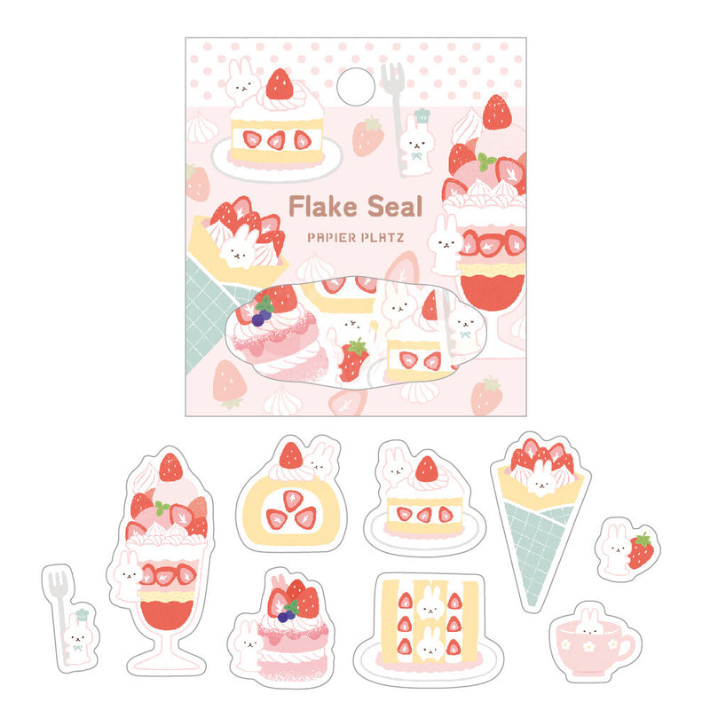 Papier Platz Washi Sticker Flakes - Rabbit and Strawberry Desserts 53-048