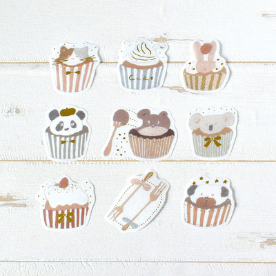 Papier Platz x Shoichiro Tobimatsu Gold Foil Sticker Flakes - Cupcake with Glitter Topping 53-062
