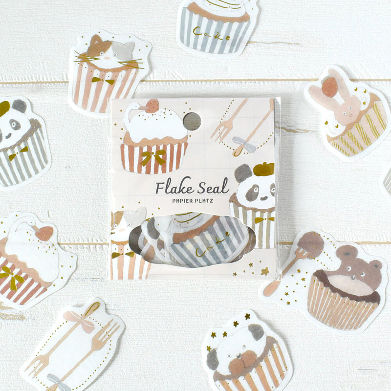 Papier Platz x Shoichiro Tobimatsu Gold Foil Sticker Flakes - Cupcake with Glitter Topping 53-062