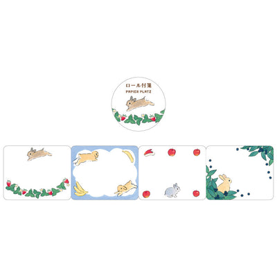 Papier Platz x Shinako Moriyama Sticky Notes Roll - Rabbit and Fruit 61-129