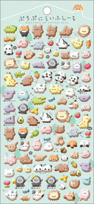 Qlia Puni Puni Life Puffy Sticker - Zoo 81156