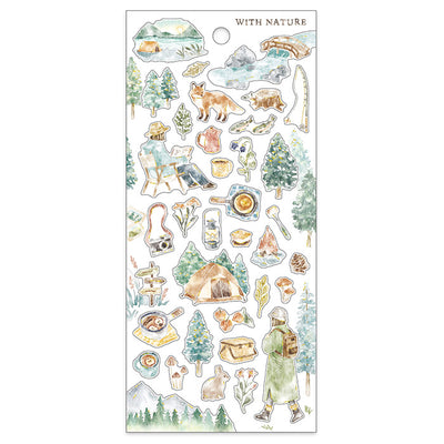 Mind Wave with Nature Gold Foil Sticker - Hiking 81958