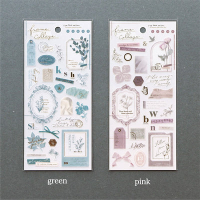 Mind Wave Frame Collage Gold Foil Sticker - Pink