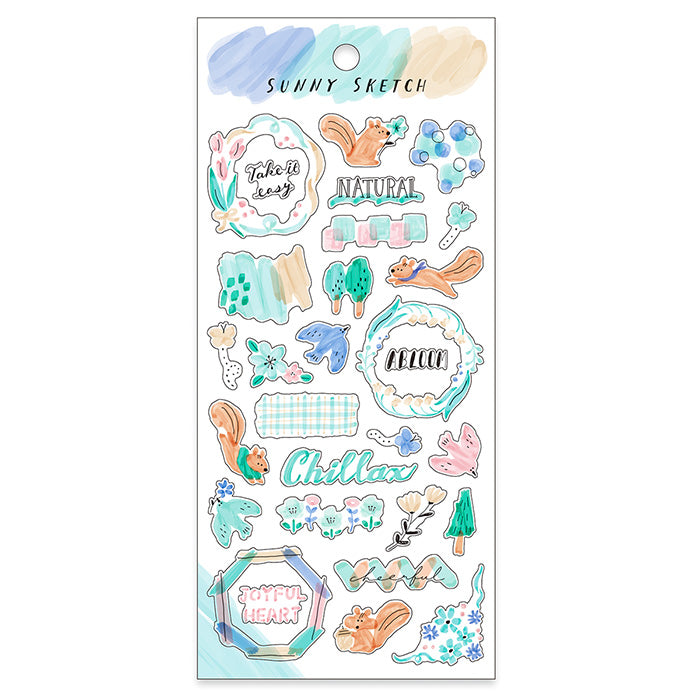 Mind Wave Sunny Sketch Clear Sticker - Light Blue 82125