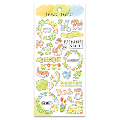 Mind Wave Sunny Sketch Clear Sticker - Yellow Green 82128