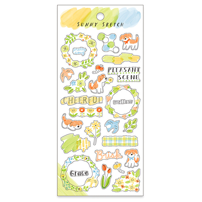 Mind Wave Sunny Sketch Clear Sticker - Yellow Green 82128