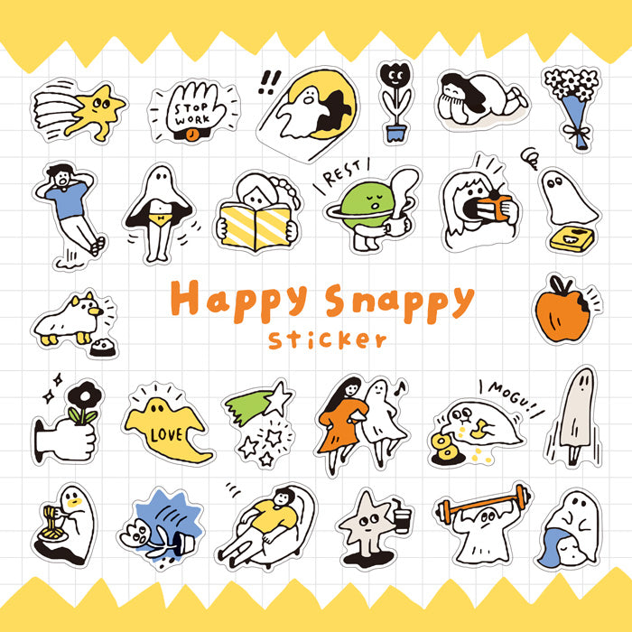 Mind Wave Happy Snappy Clear Sticker - Yellow 82133