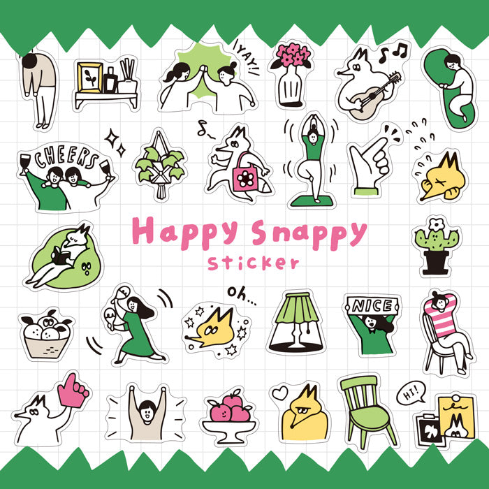 Mind Wave Happy Snappy Clear Sticker - Green 82135