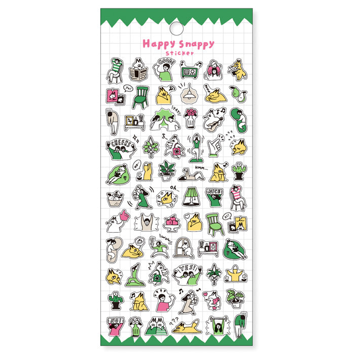 Mind Wave Happy Snappy Clear Sticker - Green 82135