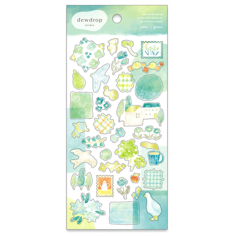 Mind Wave Dewdrop Gold Foil Clear Sticker - Green 82436