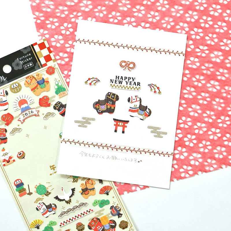 Set of Japanese-themed stickers with &