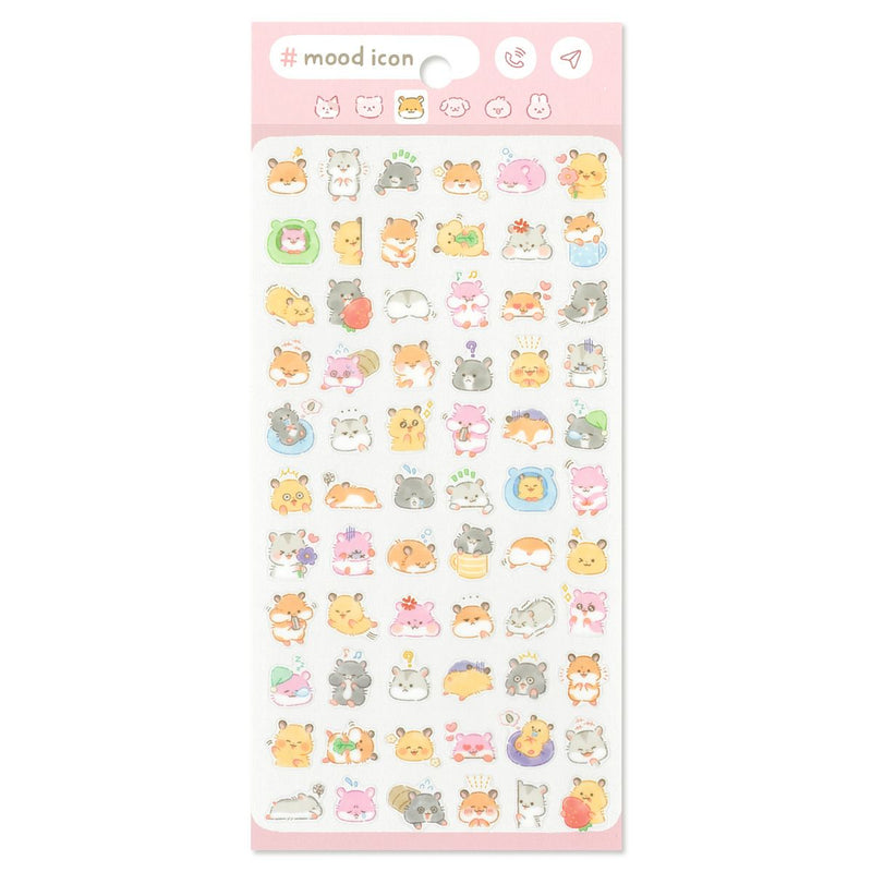Sheet of small animal stickers with a pink border labeled &