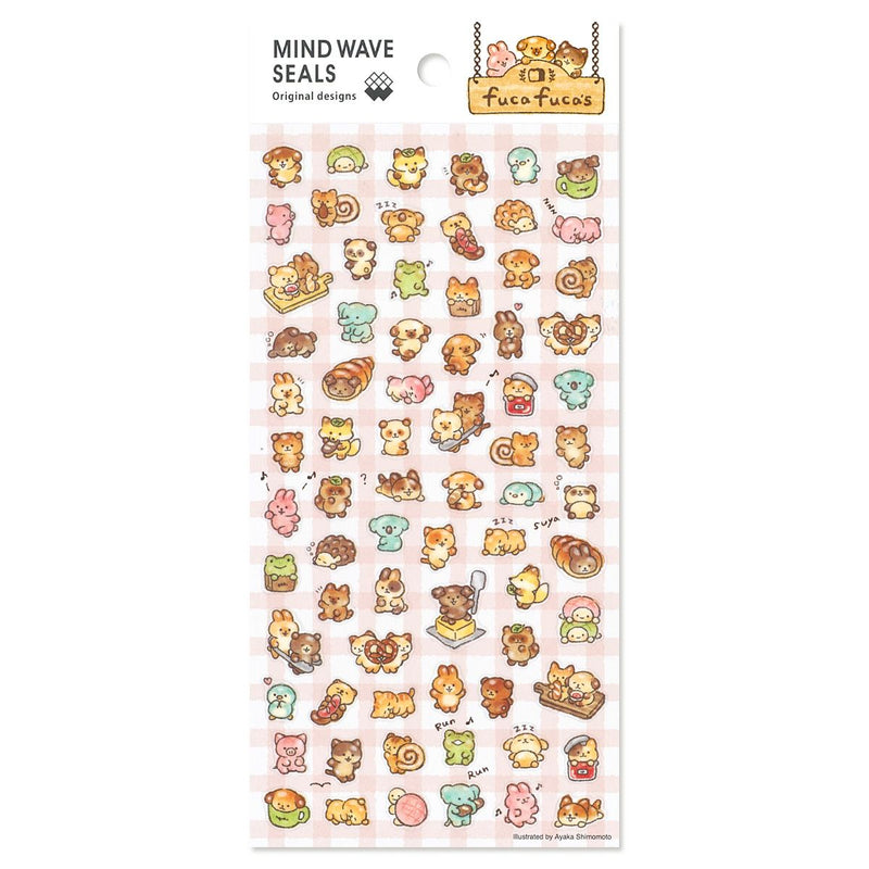 Sheet of cute animal-themed stickers with &