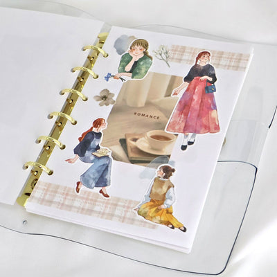 Illustrated characters on a planner