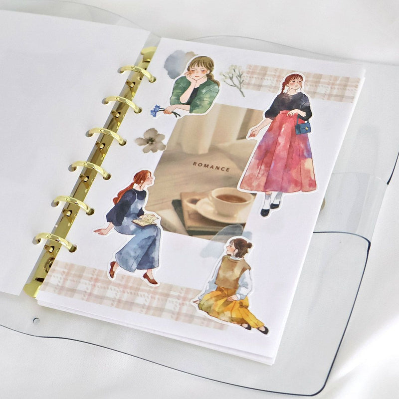 Illustrated characters on a planner