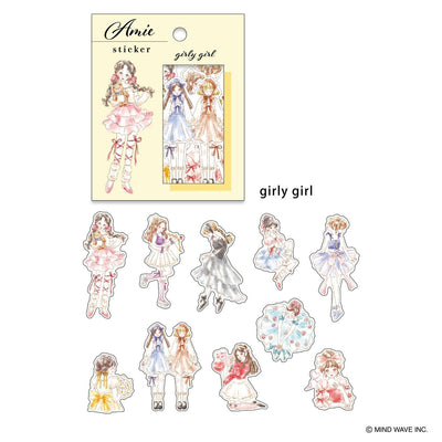 Sticker set with 'girly girl' design on a white background