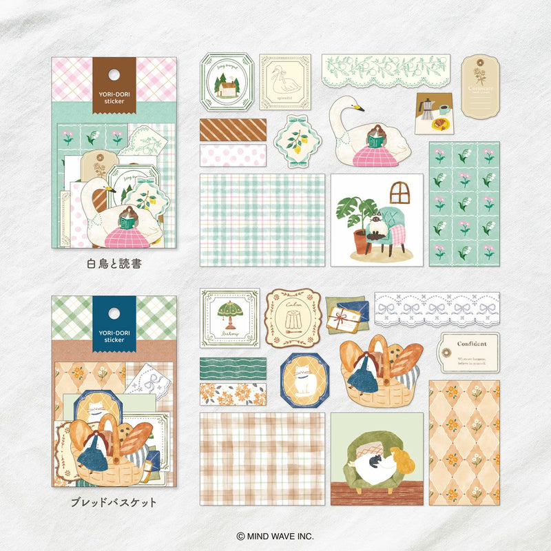 Mind Wave YORI-DORI Sticker Flakes - Swan and Reading