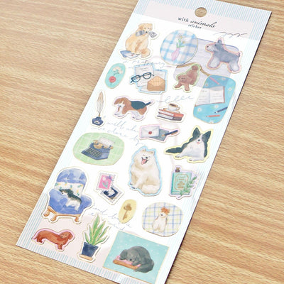 Mind Wave with Animals Gold Foil Clear Sticker - Dog 82570