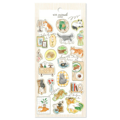 Mind Wave with Animals Gold Foil Clear Sticker - Cat 82571