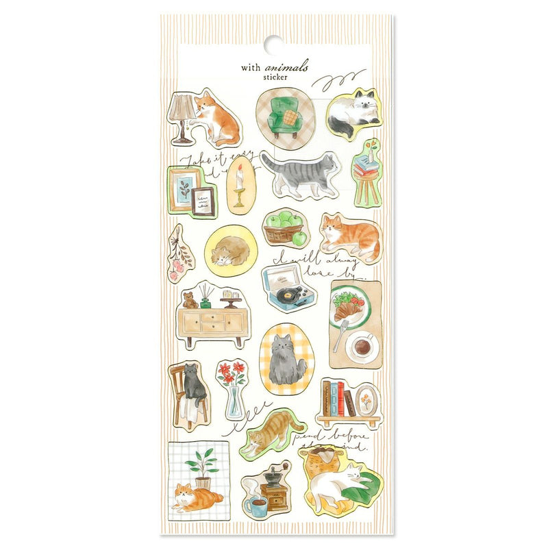 Mind Wave with Animals Gold Foil Clear Sticker - Cat 82571