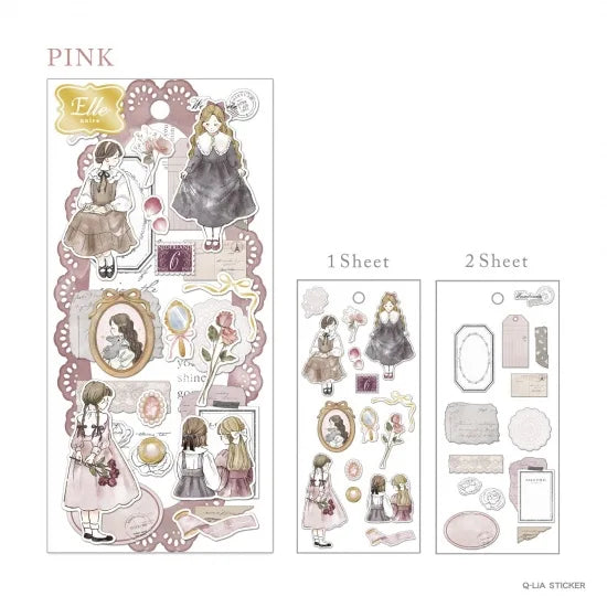 Qlia Elle Noire Gold Foil Sticker - Pink 91066