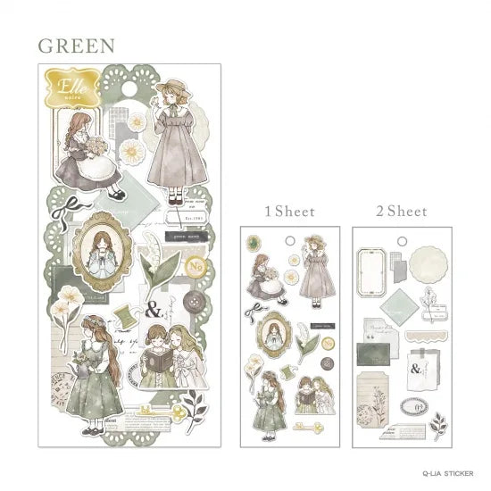 Qlia Elle Noire Gold Foil Sticker - Green 91068