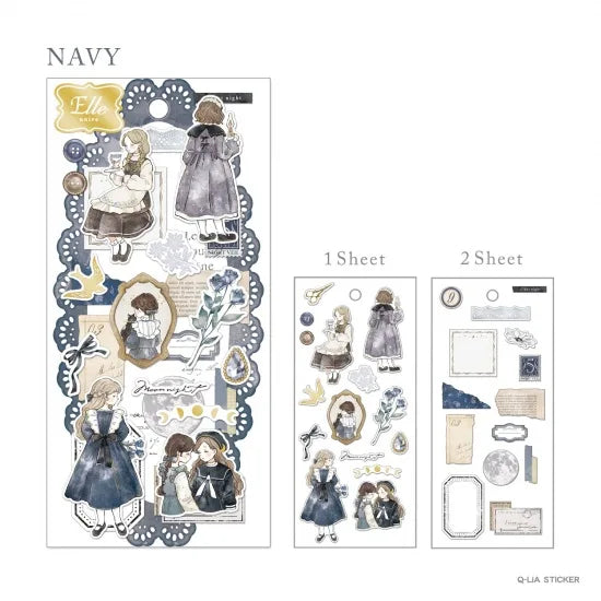 Qlia Elle Noire Gold Foil Sticker - Navy Blue 91070