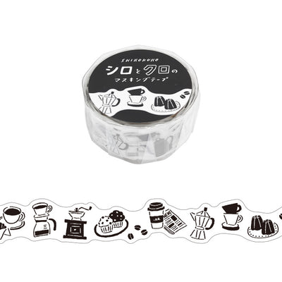 Mind Wave White and Black Die Cut Washi Tape - Cafe 95350