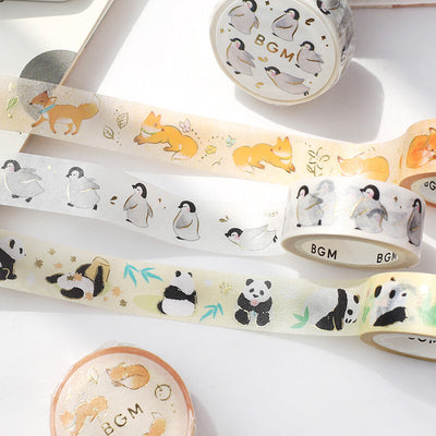 BGM Gold Foil Washi Tape - Running Penguin