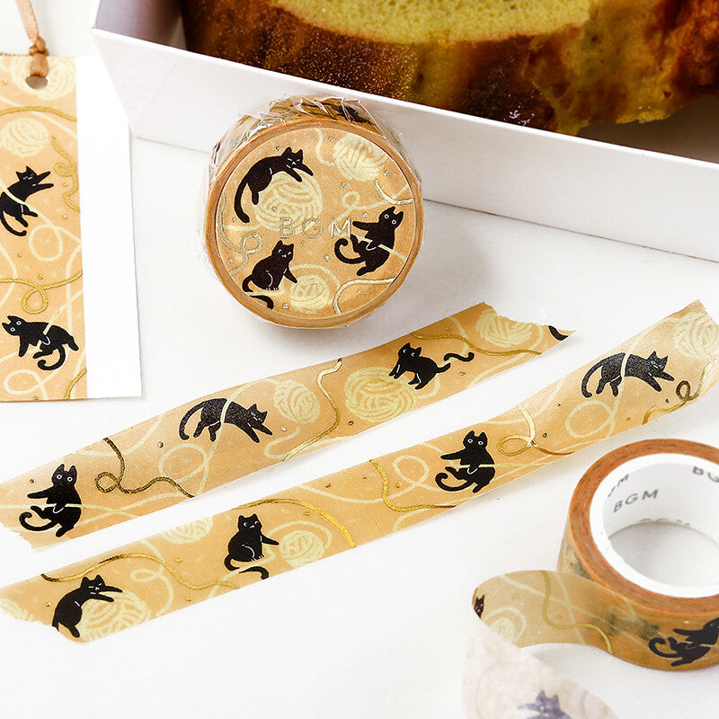 BGM Gold Foil Washi Tape - Cat and Yarn BM-LGCA123