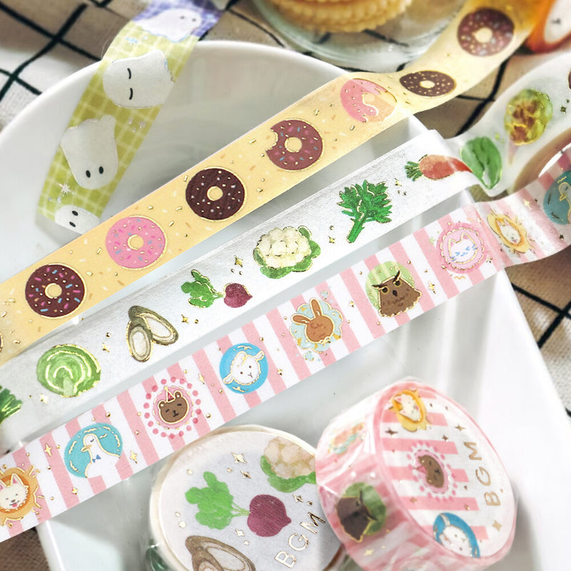 BGM Gold Foil Washi Tape - Animal Town