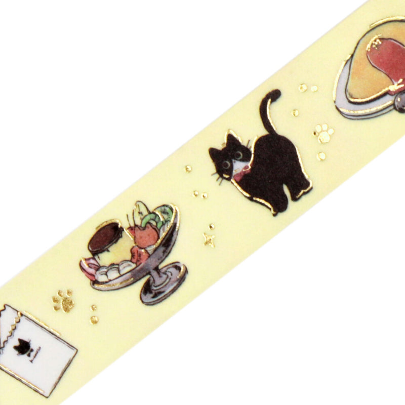 BGM Gold Foil Washi Tape - Black Cat Cafe BM-LGCA133