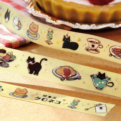 BGM Gold Foil Washi Tape - Black Cat Cafe BM-LGCA133