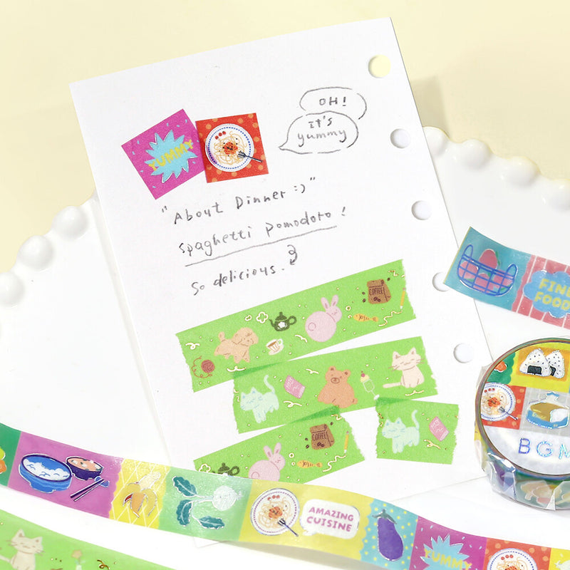 BGM Gold Foil Washi Tape - Animal Carnival
