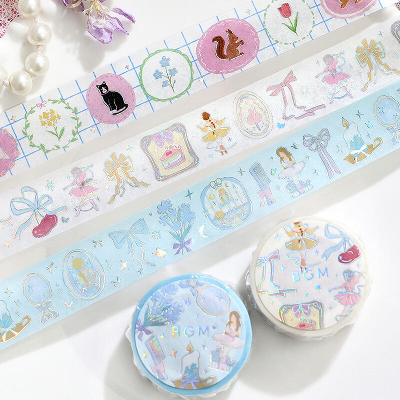 BGM Holographic Foil Washi Tape - Yellow Ballerina