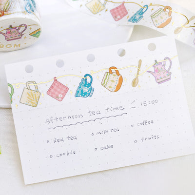 BGM Gold Foil Washi Tape - Tea Time