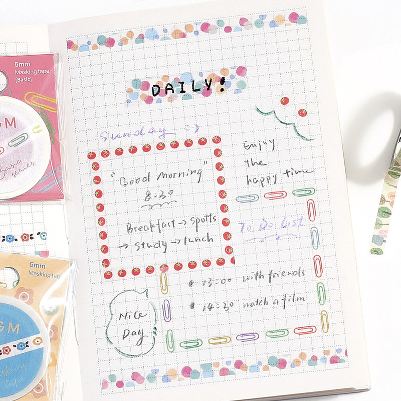 BGM Basic Series Skinny Washi Tape - Colorful Polka Dots