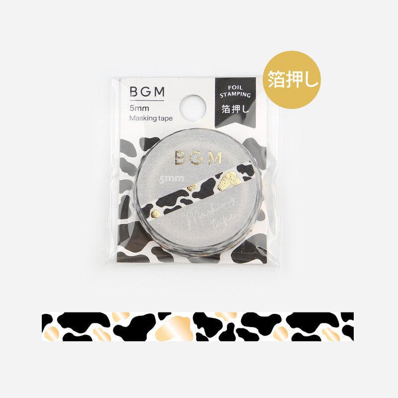 BGM Gold Foil Skinny Washi Tape - Cow BM-LSG135