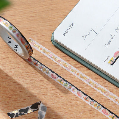 BGM Gold Foil Skinny Washi Tape - Conveyor Belt Sushi