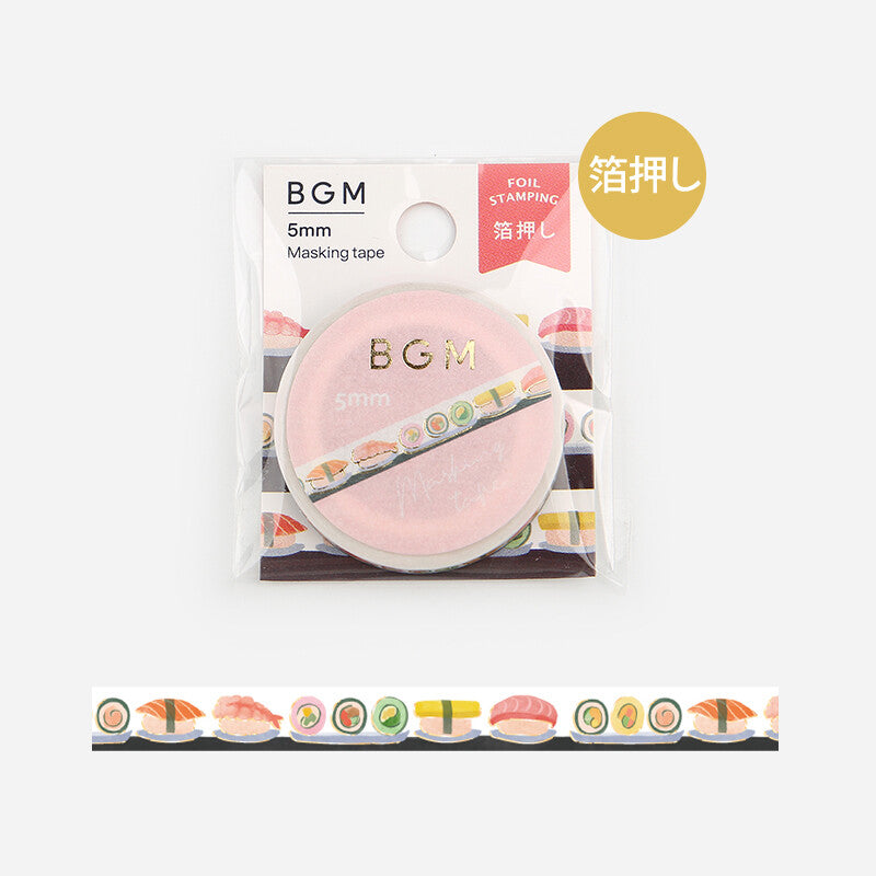 BGM Gold Foil Skinny Washi Tape - Conveyor Belt Sushi BM-LSG137