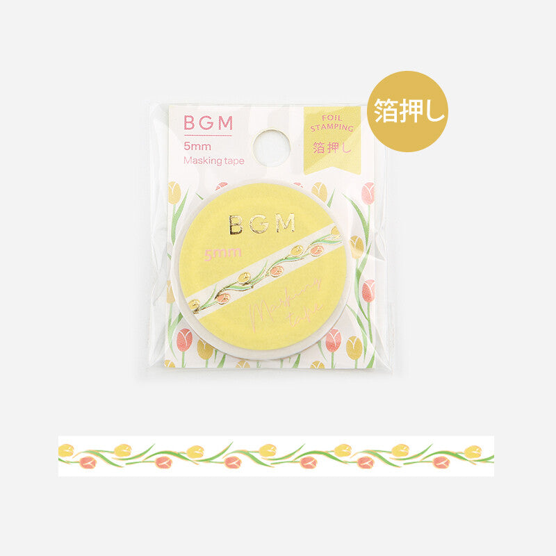 BGM Gold Foil Skinny Washi Tape - Tulip    BM-LSG141