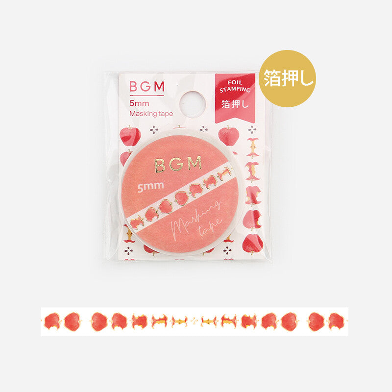 BGM Gold Foil Skinny Washi Tape - Apple BM-LSG142
